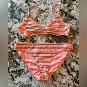 Aerie Striped Pink Bikini Set